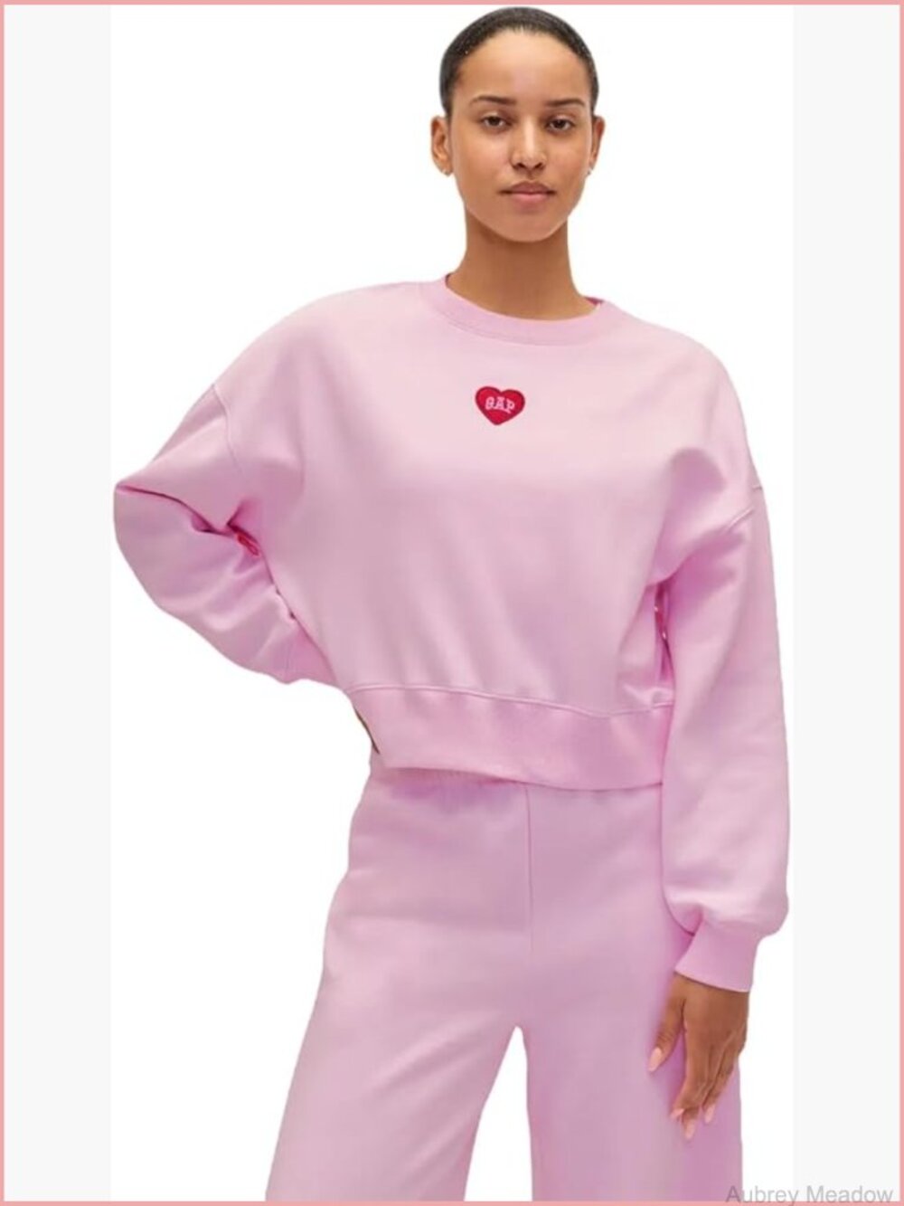 Relaxed Cropped Pullover Logo Sweatshirt Cotton - Picture 1 of 4